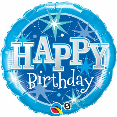 45cm Happy Birthday Blue Sparkle Foil Balloon 1