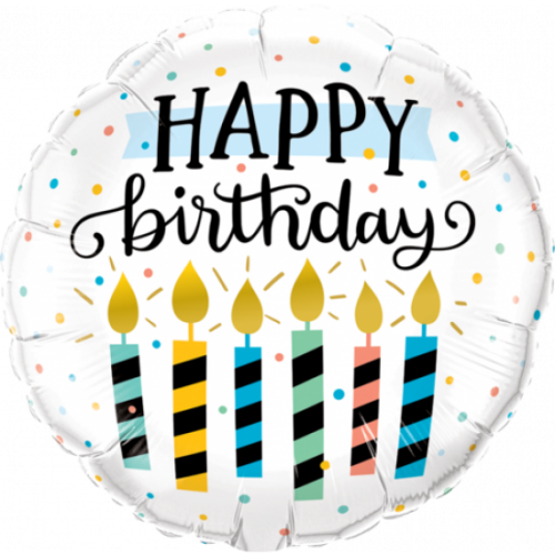 45cm Happy Birthday Candles Dots Foil Balloon e1617861094212