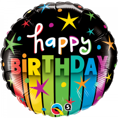 45cm Happy Birthday Colorful Stripes Foil Balloon