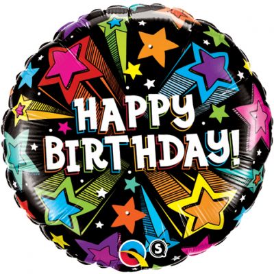 45cm Happy Birthday Colourful Shooting Strars Foil Balloon