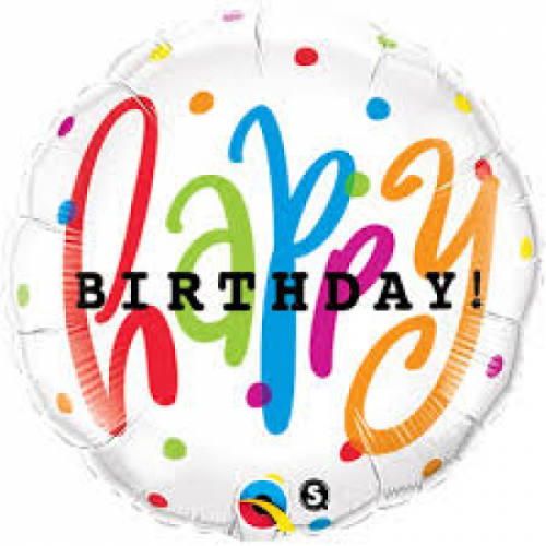 45cm Happy Birthday Dots Foil Balloon e1617860793836