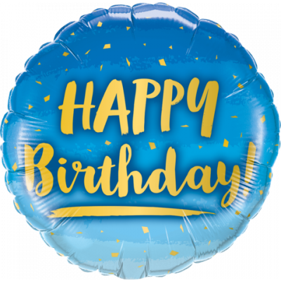 45cm Happy Birthday Gold Blue Foil Balloon