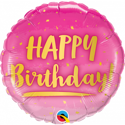 45cm Happy Birthday Gold Pink Foil Balloon