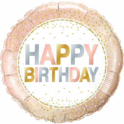 45cm Happy Birthday Metallic Dots Foil Balloon