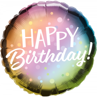 45cm Happy Birthday Metallic Ombre Dots Foil Balloon