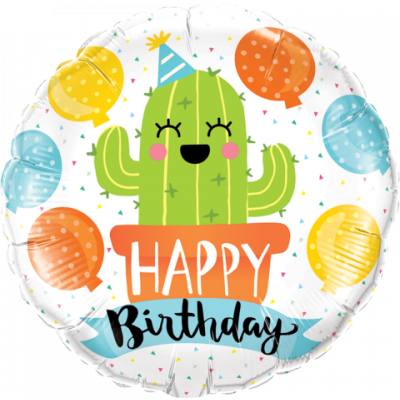 45cm Happy Birthday Party Cactus Foil Balloon