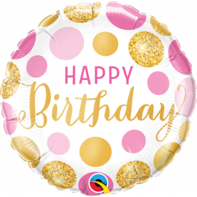 45cm Happy Birthday Pineapple Foil Balloon45cm Happy Birthday Petite Polka Dots Foil Balloon