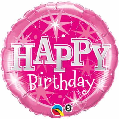 45cm Happy Birthday Pink Sparkle Foil Balloon 1