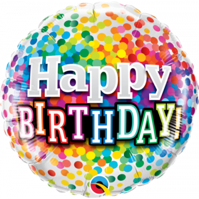 45cm Happy Birthday Rainbow Confetti Foil Balloon