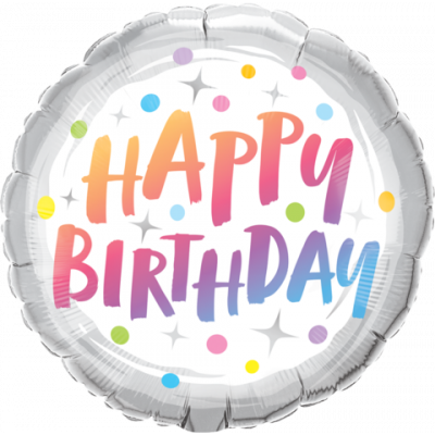 45cm Happy Birthday Rainbow Dots Foil Balloon