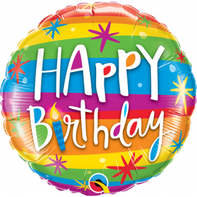 45cm Happy Birthday Rainbow Stripes Foil Balloon