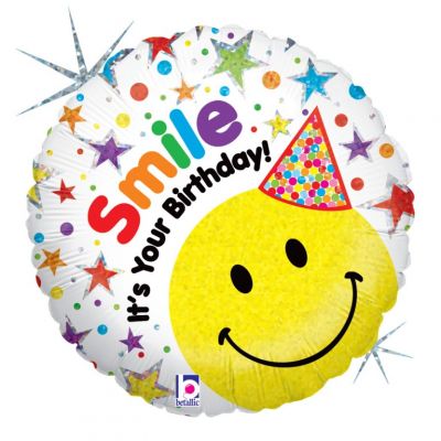 45cm Happy Birthday Smiley Face Hat Foil Balloon
