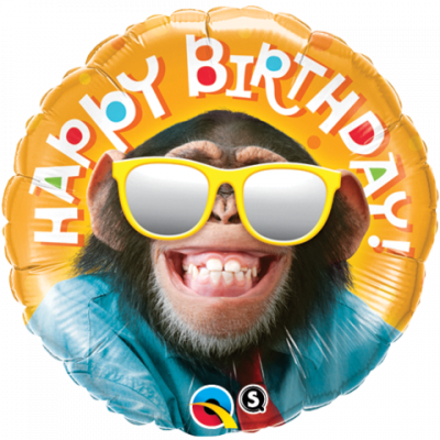 45cm Happy Birthday Smilin Chimp Foil Balloon 1