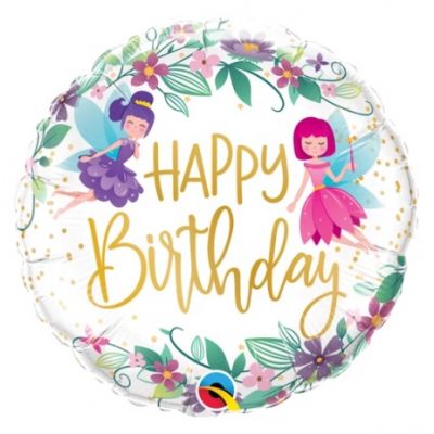 45cm Happy Birthday Wild Flower Fairies Foil Balloon