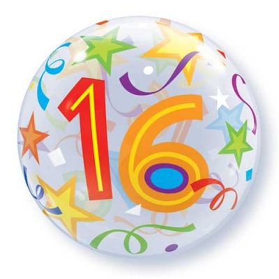 56cm Birthday Brilliant Stars 16 Bubble Balloon 1