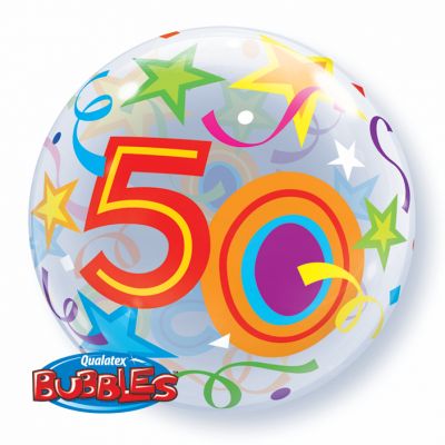 56cm Birthday Brilliant Stars 50 Bubble Balloon