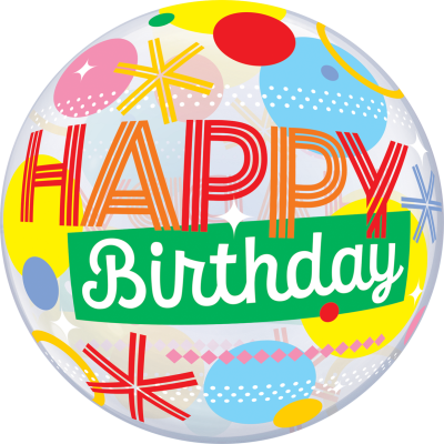 56cm Birthday Circles Dot Stripes Bubble Balloon