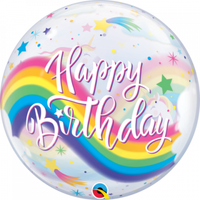 56cm Unicorn Birthday Rainbows Bubble Balloon