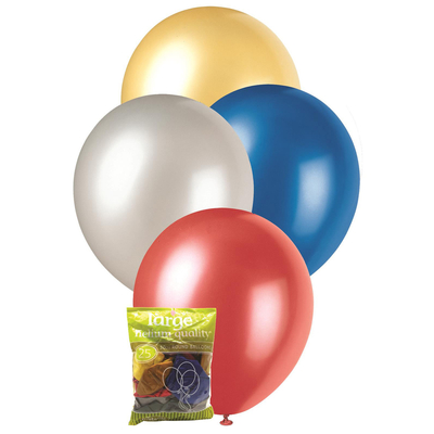 Assorted Colours 25 x 30cm Metallic Balloons