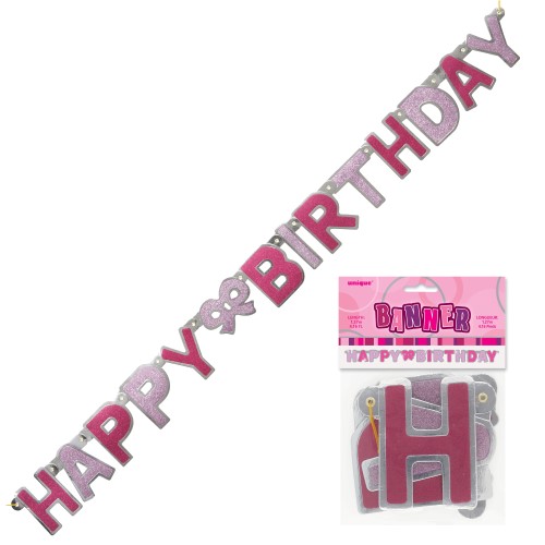 Glitz Happy Birthday Jointed Banner Pink