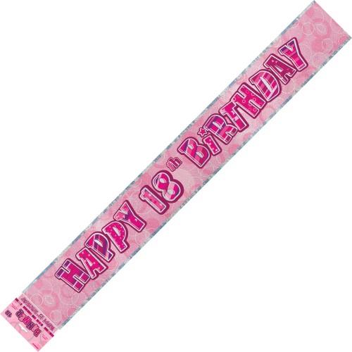 Glitz Pink 18th Birthday Foil Banner 3.65m