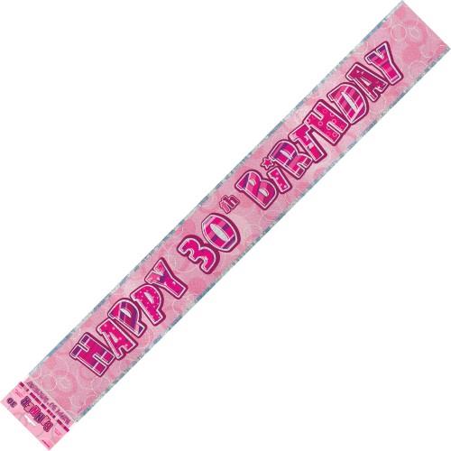 Glitz Pink 30th Birthday Foil Banner 3.65m