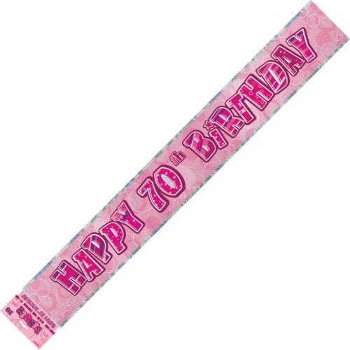 Glitz Pink 70th Birthday Foil Banner 3.65m
