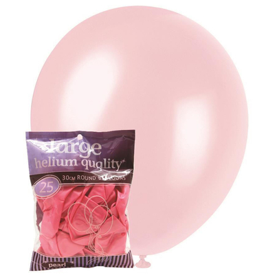 Pink 25 x 30cm Pearl Balloons