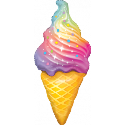 114cm Rainbow Swirl Ice Cream Foil Balloon