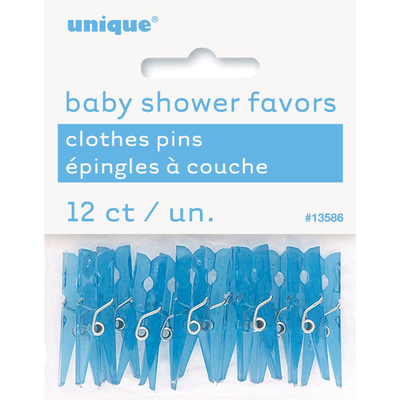 12 Baby Clothes Pins Blue 1