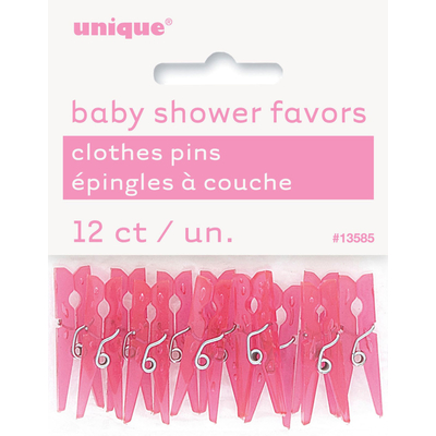 12 Baby Clothes Pins Pink 1