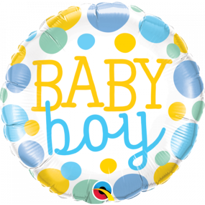 45cm Baby Boy Dots Foil Balloon