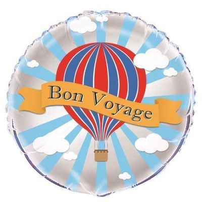 45cm Bon Voyage Blue Stripes Foil Balloon