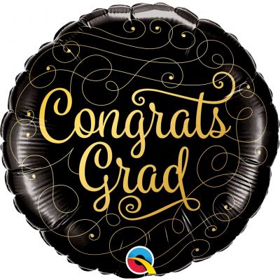 45cm Congrats Grad Gold Doodles Foil Balloon