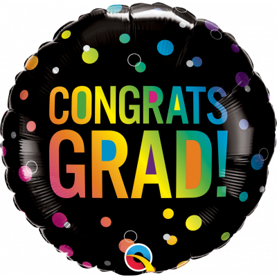 45cm Congrats Grad Ombre Dots Foil Balloon