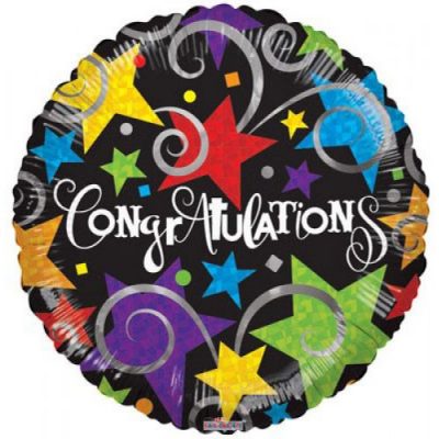 45cm Congratulations Black Foil Balloon e1620776775315