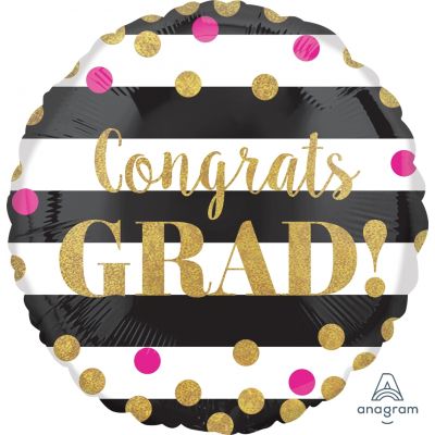 45cm Congratulations Grad Gold Confetti Foil Balloon