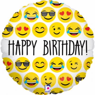 45cm Emoji Birthday Foil Balloon