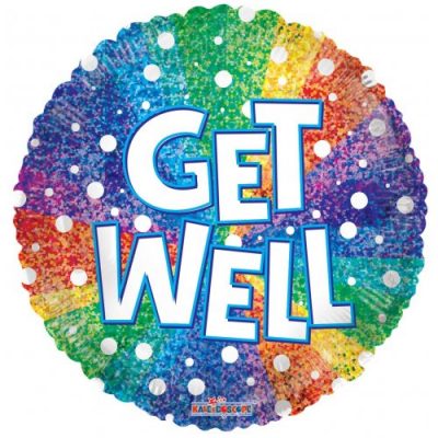 45cm Get Well Rainbow Holographic Foil Balloon e1620785276639