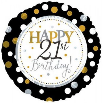 45cm Happy 21st Birthday Foil Balloon e1620865466590