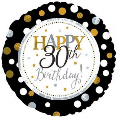 45cm Happy 30th Birthday Foil Balloon e1620865369978