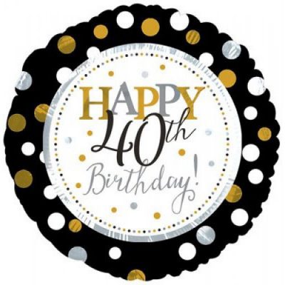 45cm Happy 40th Birthday Foil Balloon e1620865232347