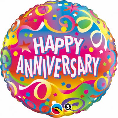 45cm Happy Anniversary Confetti Foil Balloon
