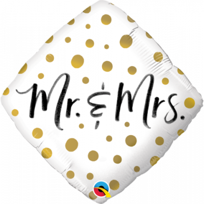 45cm Mr. Mrs. Gold Dots Foil Balloon