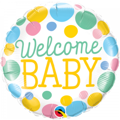 45cm Welcome Baby Dots Foil Balloon