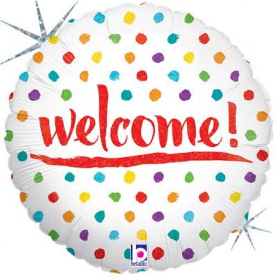 45cm Welcome Dots Foil Balloon