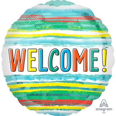 45cm Welcome Watercolor Stripes Foil Balloon