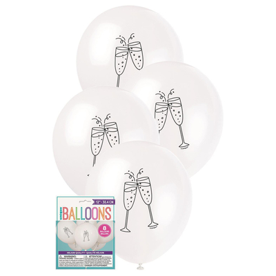 8pk Champagne Glass Balloons