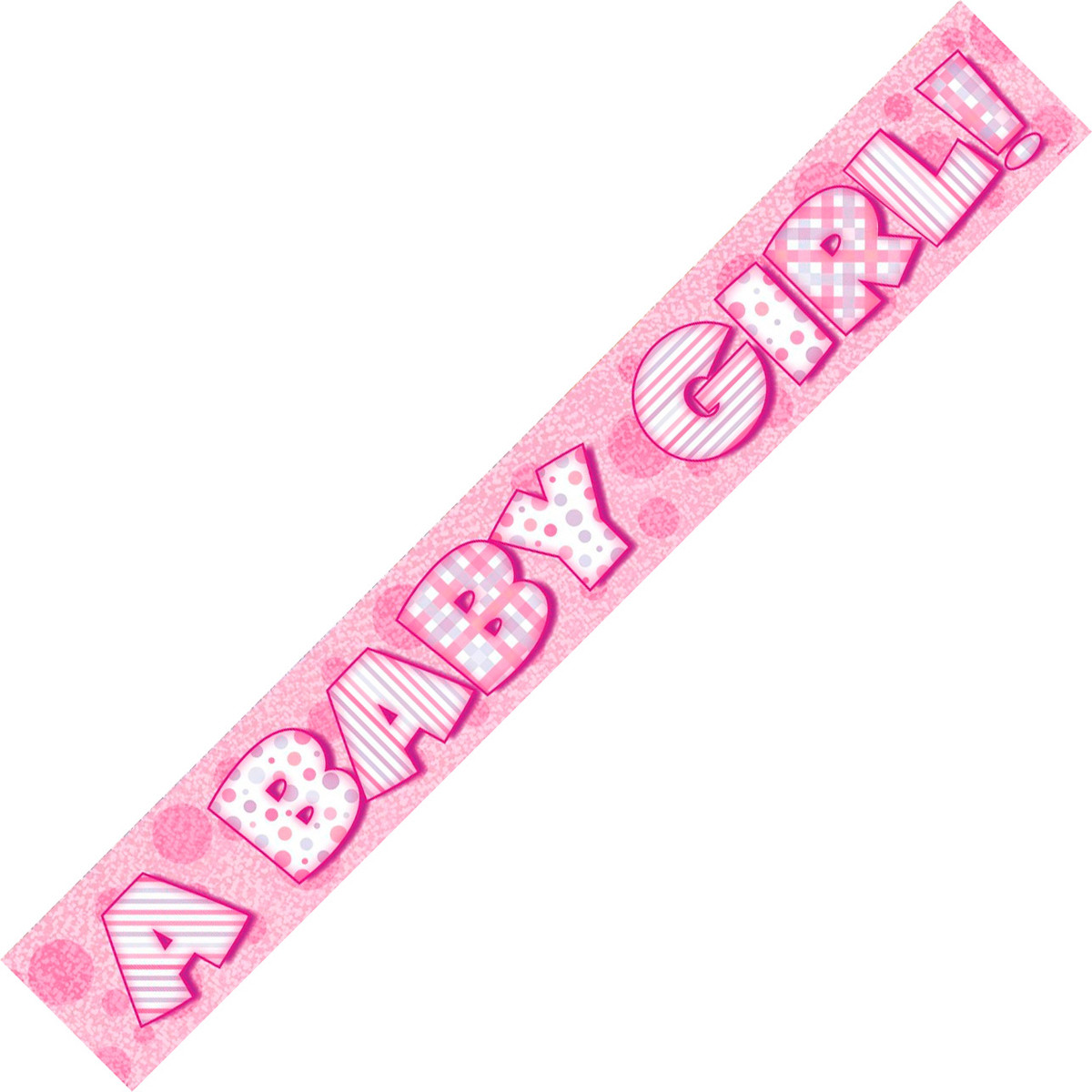 A Baby Girl Baby Shower Prismatic Foil Banner 3.65m