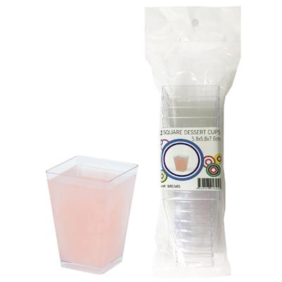 Clear Square Dessert Cups pack of 12 5.8 x 5.8 x 7.6cm